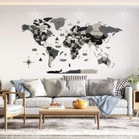3D Wooden World Map Wall Art | Unique Wall Decor with Pins | Home Decor