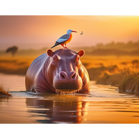 Rooted art Hippo - Home Decor Wall Art