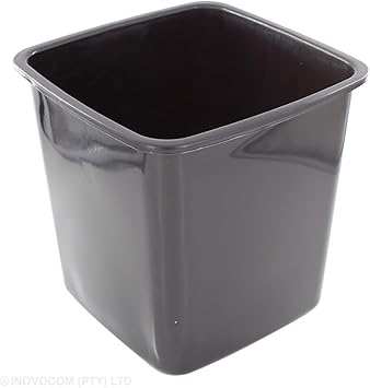 Butterfly Plastic Square Bin, 16.5 Liter Capacity, Black